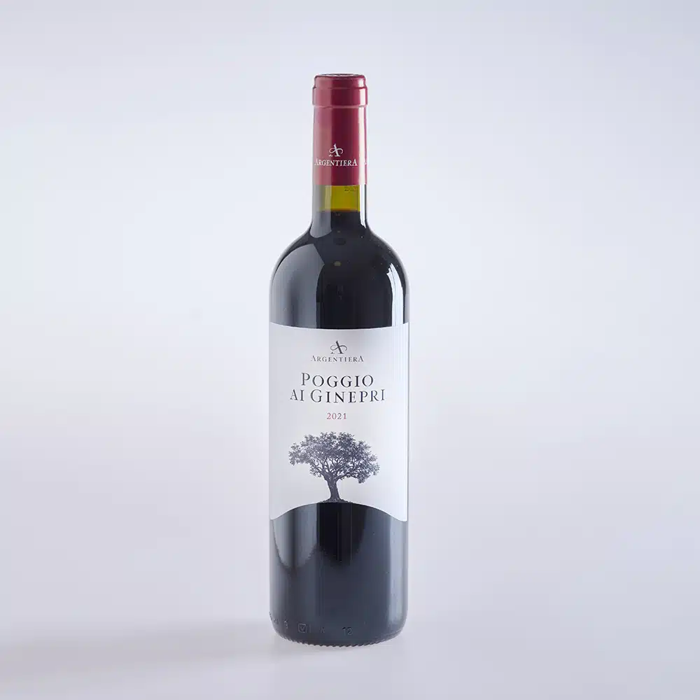 Eine Flasche Wein Poggio Ai Ginepri Rosso IGT Toscana