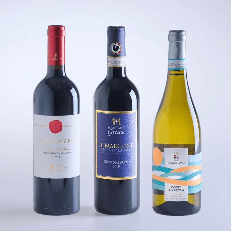 Family Reserve Umbria Rosso, Coste a Preola Grillo Sicilia, Chianti Classico Gran Selezione IL Margone Rosso