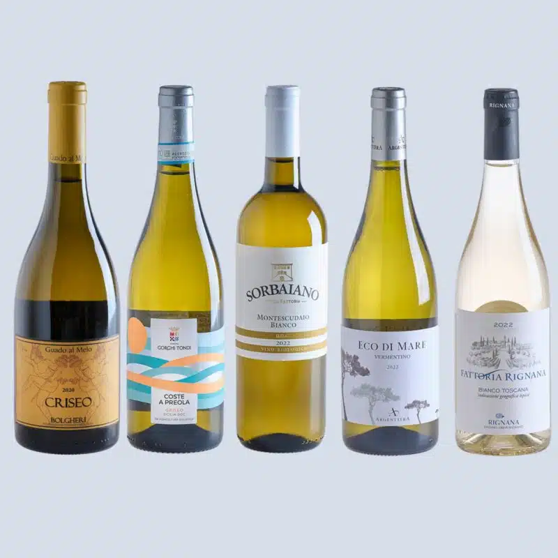 Italienische Rebsorten, Weissweine: Criseo, Grillo, Sorbaiano, Eco di mare und Sangiovese Bianco