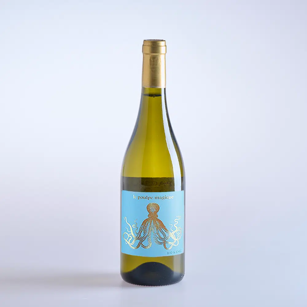 Das bild zeigt Weisswein Le Poulpe Magique Chardonnay.